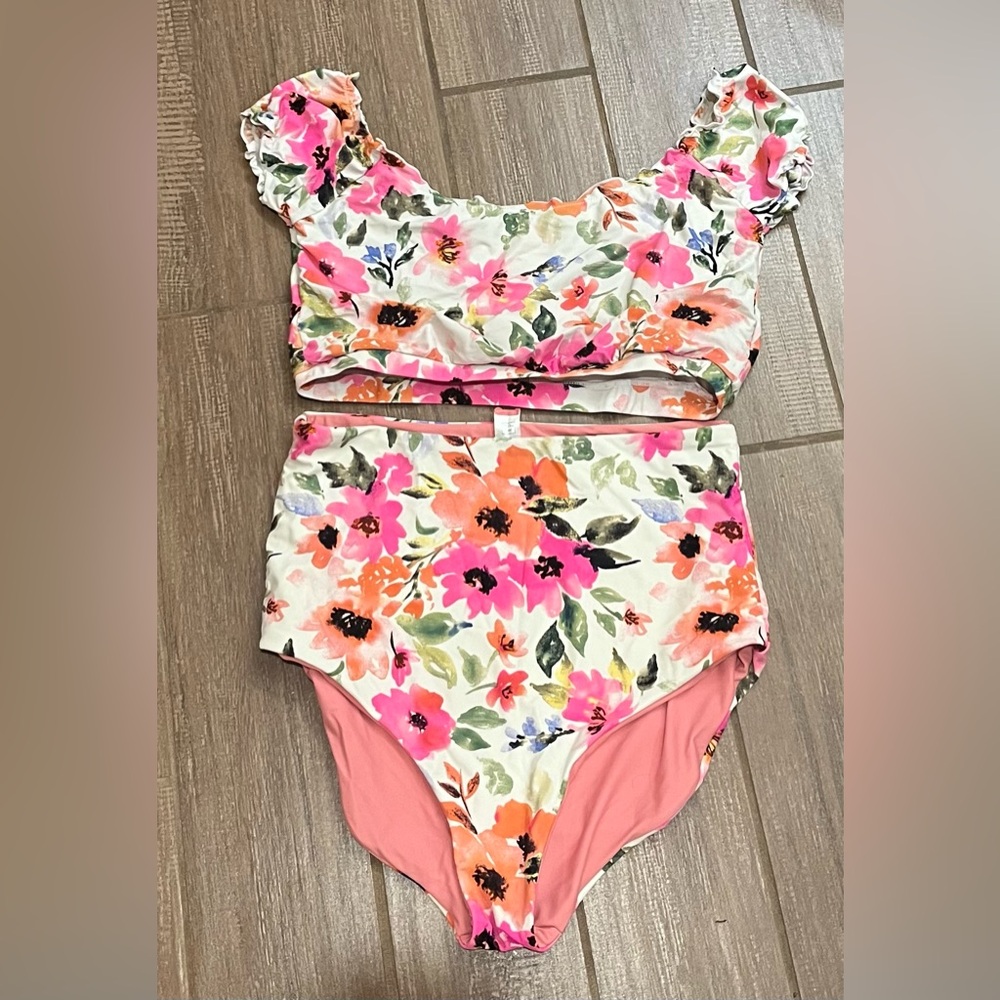 Women’s XL GUC Coral Reef brand high waisted bikini set